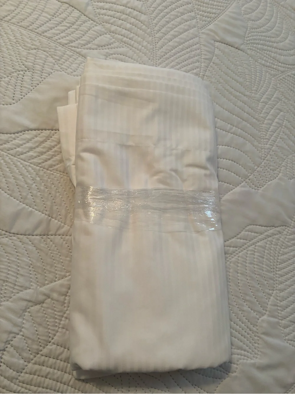 Hilton True Core White King Stripe Flat Bed Sheet - Crisp Luxury Finish